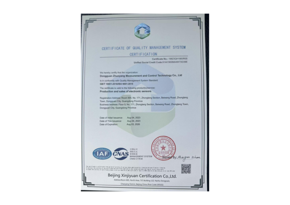 La Cina Top Sensor Technology Co.Ltd Certificazioni